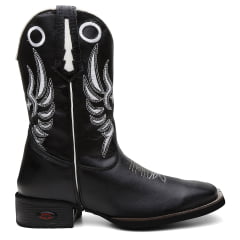 Bota Texana Country Masculina Couro Preta