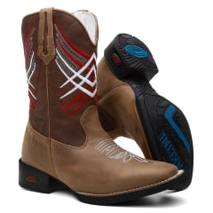 Bota Texana Country Masculina Couro Tabaco 37 ao 46