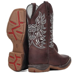 Bota Texana Country Masculina Couro Tribal Branco