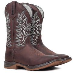 Bota Texana Country Masculina Couro Tribal Branco