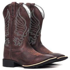 Bota Country Masculina Em Couro Asas