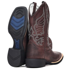 Bota Country Masculina Em Couro Asas