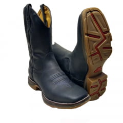 Bota Texana Country Masculina Preta Lisa Sola Jump