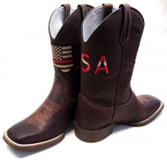 Bota Texana Country Masculina USA Marrom