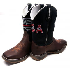 Bota Texana Country Masculina USA Preta Sola Jump