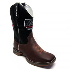 Bota Texana Country Masculina USA Preta Sola Jump