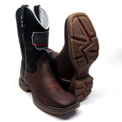 Bota Texana Country Masculina USA Preta Sola Jump