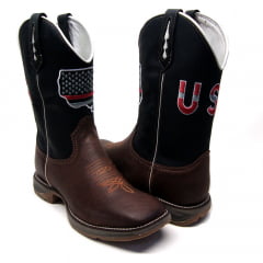 Bota Texana Country Masculina USA Preta Sola Jump