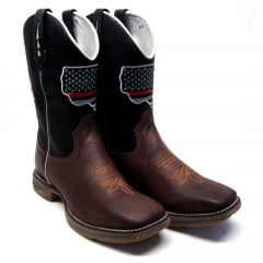 Bota Texana Country Masculina USA Preta Sola Jump