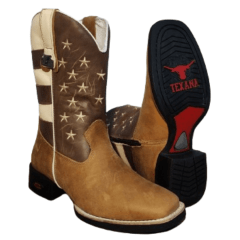 Bota Texana Coutry Masculina Tabaco em Couro