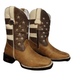 Bota Texana Coutry Masculina Tabaco em Couro