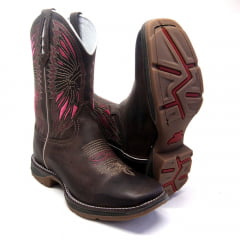 Bota Texana Feminina Cocar Rosa Sola Jump Country