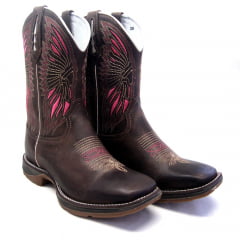 Bota Texana Feminina Cocar Rosa Sola Jump Country