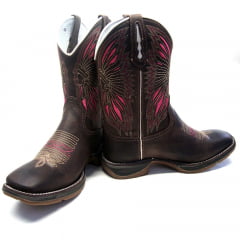 Bota Texana Feminina Cocar Rosa Sola Jump Country