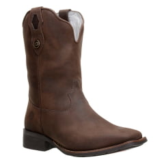 Bota Texana Feminina Rústica Couro Mamute