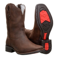 Bota Texana Feminina Rústica Couro Mamute