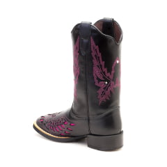 Bota Texana Feminina em Couro Laser Gliter Rosa