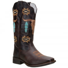 Bota Texana Feminina Laser Alto Relevo Boi