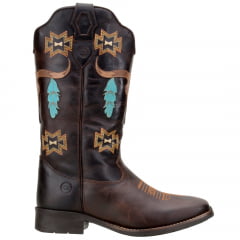 Bota Texana Feminina Laser Alto Relevo Boi