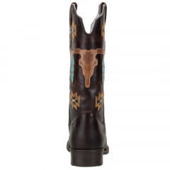 Bota Texana Feminina Laser Alto Relevo Boi