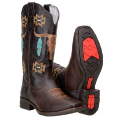 Bota Texana Feminina Laser Alto Relevo Boi