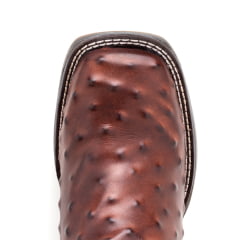 Bota Texana Masculina Avestruz Café Couro Bovino