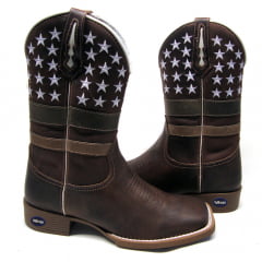 Bota Texana Masculina Bico Quadrado  Aged American Stars