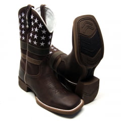 Bota Texana Masculina Bico Quadrado Aged American Stars