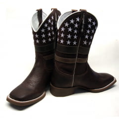 Bota Texana Masculina Bico Quadrado Aged American Stars