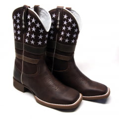 Bota Texana Masculina Bico Quadrado Aged American Stars