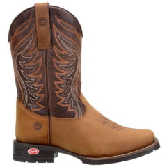 Bota Texana Country Couro Crazy Tabaco Solado Leve Capelli