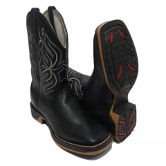 Bota Texana Masculina Black Cinzenta Country