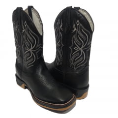 Bota Texana Masculina Black Cinzenta Country
