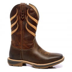 Bota Texana Masculina Bordado Cenoura Couro Legítimo