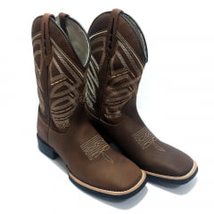 Bota Masculina Country Couro Marrom Texana Cano Longo