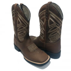 Bota Masculina Country Couro Marrom Texana Cano Longo