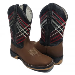 Bota Texana Masculina Cano Preto Bordado Country