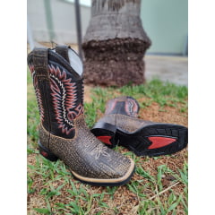 Bota Texana Masculina Country Couro Rajado 