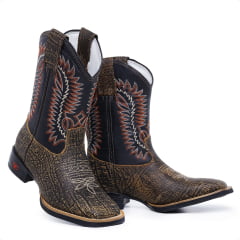 Bota Texana Masculina Country Couro Rajado 