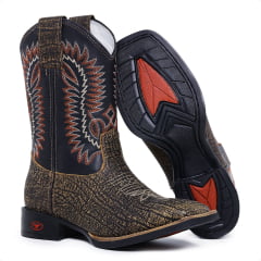 Bota Texana Masculina Country Couro Rajado 