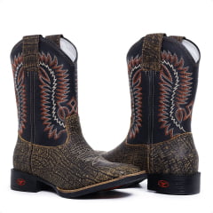 Bota Texana Masculina Country Couro Rajado 