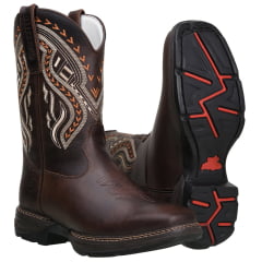 Bota Texana Masculina em Couro Bovino Legitimo Cor Fóssil Café