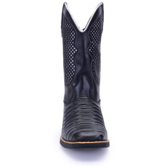 Bota Texana Masculina em Couro Preta Escamada