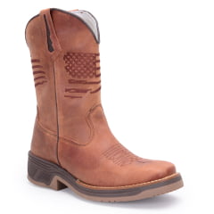 Bota Texana Masculina em Couro Solado Jump Bandeira