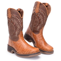 Bota Texana Masculina em Couro Solado Jump Cromo Whisky