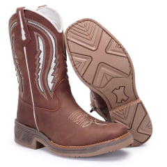 Bota Texana Masculina em Couro Solado Jump Whisky