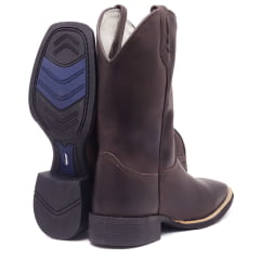 Bota Texana Masculina Country Marrom Lisa Couro Legítimo