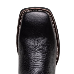 Bota Texana Masculina Preta Couro Legítimo Bico Quadrado Bandeira Americana