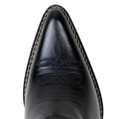 Bota Western Feminina Bico Fino Couro Nobre Preta