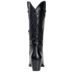 Bota Western Feminina Bico Fino Couro Nobre Preta